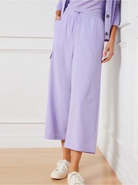 Lavender Cropped Relaxed wide leg Pants